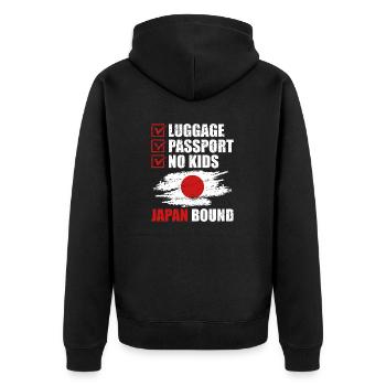 Luggage Passport No Kids Japan Bound Vacation Trip - Unisex Premium Organic Zip Hoodie - black - Back - Nico (187cm)