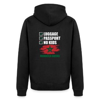 Passeport bagages Pas d’enfants Maroc Bound Holidays - Veste à capuche bio Premium Unisexe - noir - Dos - Nico (187cm)