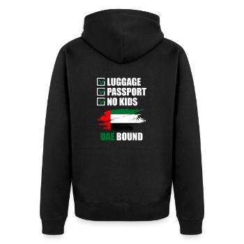 Passeport bagage Pas d’enfants Voyage de vacances à destination des Émirats arabes unis - Veste à capuche bio Premium Unisexe - noir - Dos - Nico (187cm)