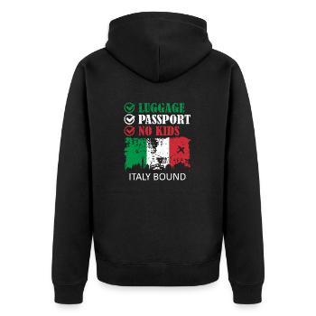 Luggage Passport No Kids Italy Bound Holiday Trip - Unisex Premium Organic Zip Hoodie - black - Back - Nico (187cm)
