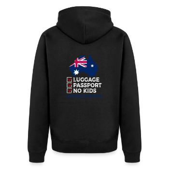 Gepäck Passport Australien Bound Urlaub Reise - Unisex Premium Bio Zip Hoodie - Schwarz - Hinten - Nico (187cm)