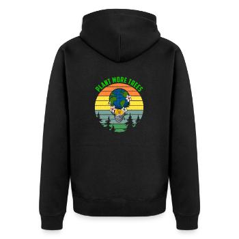 Plant more trees Umweltschutz Globus Erdkugel - Unisex Premium Bio Zip Hoodie - Schwarz - Hinten - Nico (187cm)