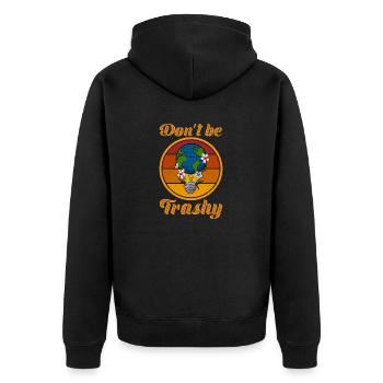 Don't Be Trashy Umweltschutz Globus Erdkugel - Unisex Premium Bio Zip Hoodie - Schwarz - Hinten - Nico (187cm)