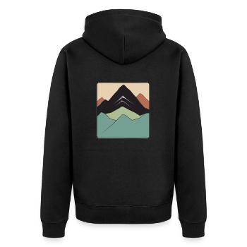 Logo - Paysage avec montagne dans des tons de terre - Veste à capuche bio Premium Unisexe - noir - Dos - Nico (187cm)