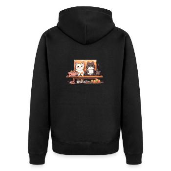 Kawaii Sushi Cat for Anime Fans Ingenious Otaku - Unisex Premium Organic Zip Hoodie - black - Back - Nico (187cm)