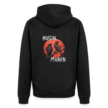 Vegvisir Kompass | Wikinger T-Shirt | Odins Raben - Unisex Premium Bio Zip Hoodie - Schwarz - Hinten - Nico (187cm)