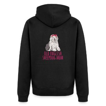 Vieux chien de berger anglais Sheepie Bobtail - Veste à capuche bio Premium Unisexe - noir - Dos - Nico (187cm)