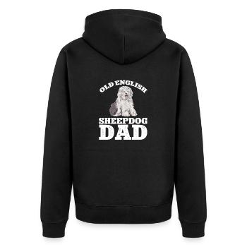 Old English Sheepdog Sheepie Bobtail - Unisex Premium Organic Zip Hoodie - black - Back - Nico (187cm)