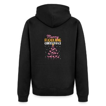Happy flocking Christmas Pink Flamingo - Unisex Premium Organic Zip Hoodie - black - Back - Nico (187cm)