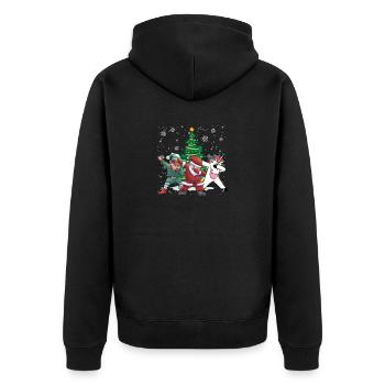 Dabbing Santa Claus Elf Unicorn Christmas Tree - Unisex Premium Organic Zip Hoodie - black - Back - Nico (187cm)