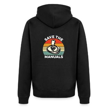 Save The Manuals Funny Car Manual Shifting Three - Unisex Premium Organic Zip Hoodie - black - Back - Nico (187cm)