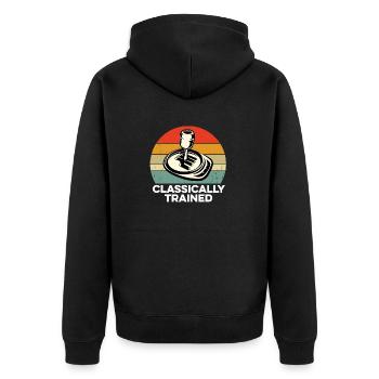 Klassisch ausgebildeter manueller Schaltknüppel - Unisex Premium Bio Zip Hoodie - Schwarz - Hinten - Nico (187cm)