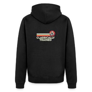 Klassisch ausgebildetes Schaltgetriebe Drei - Unisex Premium Bio Zip Hoodie - Schwarz - Hinten - Nico (187cm)