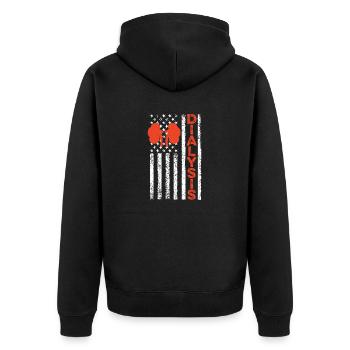 Lustige Dialyse American Flag Nierendialyse - Unisex Premium Bio Zip Hoodie - Schwarz - Hinten - Nico (187cm)