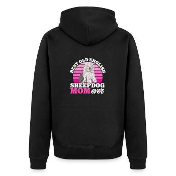 Old English Sheepdog Sheepie Bobtail - Unisex Premium Bio Zip Hoodie - Schwarz - Hinten - Nico (187cm)