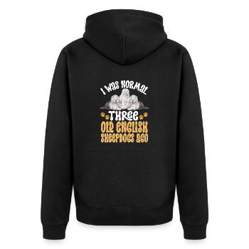 Old English Sheepdog Sheepie Bobtail - Unisex Premium Bio Zip Hoodie - Schwarz - Hinten - Nico (187cm)