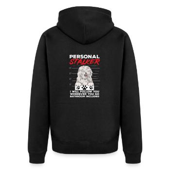 Vieux chien de berger anglais Sheepie Bobtail - Veste à capuche bio Premium Unisexe - noir - Dos - Nico (187cm)