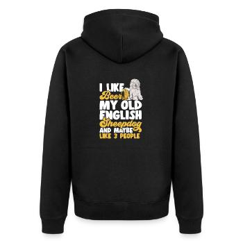 Old English Sheepdog Sheepie Bobtail - Unisex Premium Bio Zip Hoodie - Schwarz - Hinten - Nico (187cm)