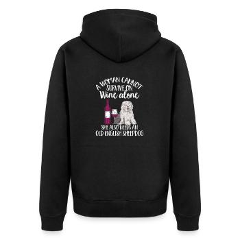 Vieux chien de berger anglais Sheepie Bobtail - Veste à capuche bio Premium Unisexe - noir - Dos - Nico (187cm)