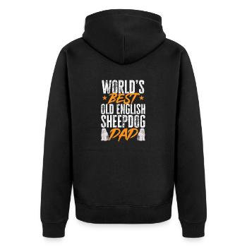 Old English Sheepdog Sheepie Bobtail - Unisex Premium Bio Zip Hoodie - Schwarz - Hinten - Nico (187cm)