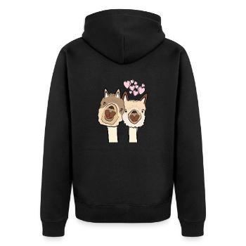 Lama Alpaka Motive Tier Mädchen pastellfarben pink - Unisex Premium Bio Zip Hoodie - Schwarz - Hinten - Nico (187cm)