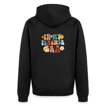 Groovy In My Teacher Era Back to School Teacher - Unisex Premium Organic Zip Hoodie - black - Back - Nico (187cm)