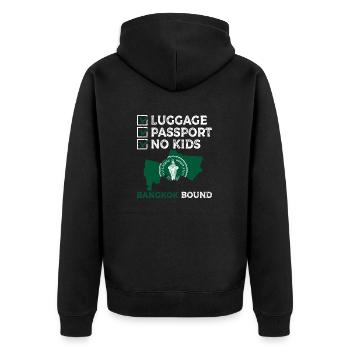 Luggage Passport No Kids Bangkok Bound Vacation - Unisex Premium Organic Zip Hoodie - black - Back - Nico (187cm)