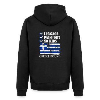 Passeport bagages Pas d’enfants Grèce Bound Holidays - Veste à capuche bio Premium Unisexe - noir - Dos - Nico (187cm)