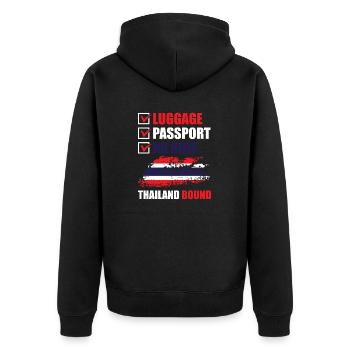 Luggage Passport No Kids Thailand Bound - Unisex Premium Organic Zip Hoodie - black - Back - Nico (187cm)