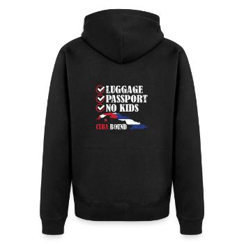 Gepäck Passport No Kids Cuba Bound Urlaub Trip - Unisex Premium Bio Zip Hoodie - Schwarz - Hinten - Nico (187cm)