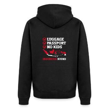 Passeport bagage Pas d’enfants Indonésie Bound Vacances - Veste à capuche bio Premium Unisexe - noir - Dos - Nico (187cm)