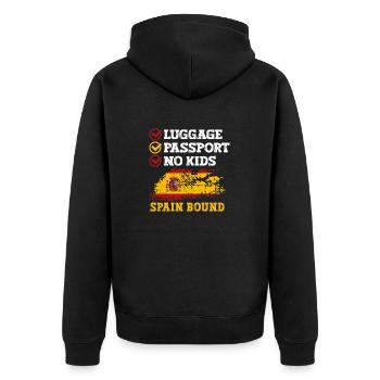 Luggage Passport No Kids Spain Bound Holiday Trip - Unisex Premium Organic Zip Hoodie - black - Back - Nico (187cm)