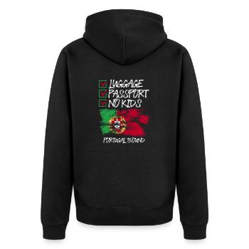 Luggage Passport No Kids Portugal Bound Vacation - Unisex Premium Organic Zip Hoodie - black - Back - Nico (187cm)