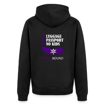 Luggage Passport No Kids Tokyo Bound Vacation Trip - Unisex Premium Organic Zip Hoodie - black - Back - Nico (187cm)