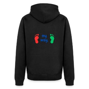 My Way 2 - Unisex Premium Bio Zip Hoodie - Schwarz - Hinten - Nico (187cm)