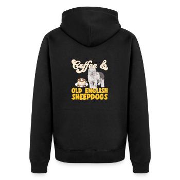 Old English Sheepdog Sheepie Bobtail - Unisex Premium Bio Zip Hoodie - Schwarz - Hinten - Nico (187cm)