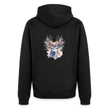 Ersatz Dirndl Hirschgeweih Hirsch - Unisex Premium Bio Zip Hoodie - Schwarz - Hinten - Nico (187cm)