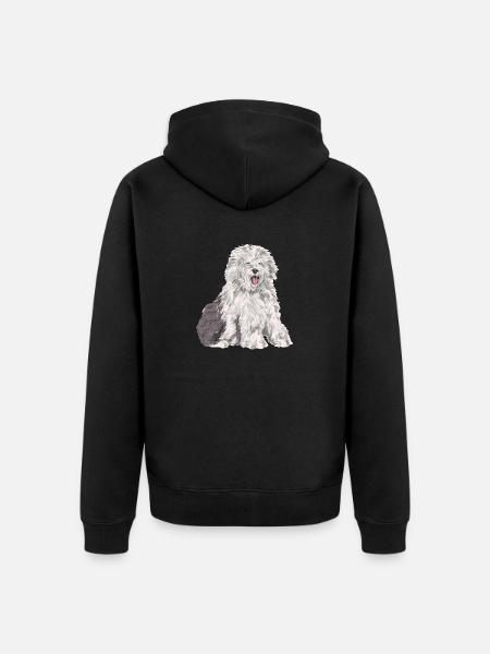 Old English Sheepdog Sheepie Bobtail - Unisex Premium Organic Zip Hoodie - black