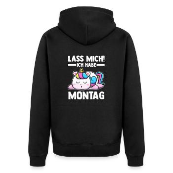 Einhorn Lass Mich Ich Habe Montag - Unisex Premium Bio Zip Hoodie - Schwarz - Hinten - Nico (187cm)