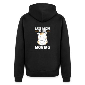 Katze Lass Mich Ich Habe Montag - Unisex Premium Bio Zip Hoodie - Schwarz - Hinten - Nico (187cm)