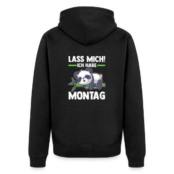 Pandabär Lass Mich Ich Habe Montag - Unisex Premium Bio Zip Hoodie - Schwarz - Hinten - Nico (187cm)