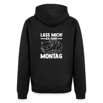 Katze Lass Mich Ich Habe Montag - Unisex Premium Bio Zip Hoodie - Schwarz - Hinten - Nico (187cm)