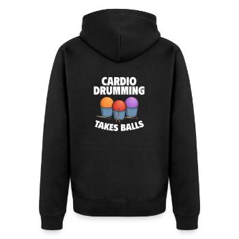 Cardio Drumming Fitnessstudio Fitnesskurs Workout - Unisex Premium Bio Zip Hoodie - Schwarz - Hinten - Nico (187cm)
