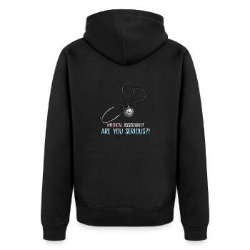 Assistant médical vous êtes sérieux design - Veste à capuche bio Premium Unisexe - noir - Dos - Nico (187cm)