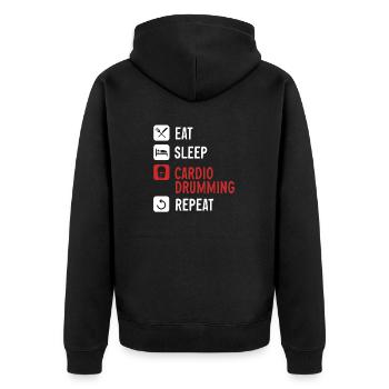 Cardio Drumming Fitnessstudio Fitnesskurs Workout - Unisex Premium Bio Zip Hoodie - Schwarz - Hinten - Nico (187cm)