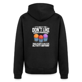 Cardio Drumming Fitnessstudio Fitnesskurs Workout - Unisex Premium Bio Zip Hoodie - Schwarz - Hinten - Nico (187cm)