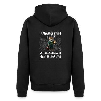 Meanwhile, in box Schroedingers cat plans revenge - Unisex Premium Bio Zip Hoodie - Schwarz - Hinten - Nico (187cm)