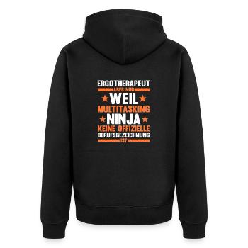 Ergotherapie Ergotherapeut - Unisex Premium Bio Zip Hoodie - Schwarz - Hinten - Nico (187cm)