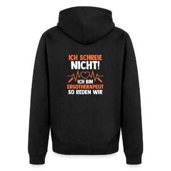 Ergotherapie Ergotherapeut - Unisex Premium Bio Zip Hoodie - Schwarz - Hinten - Nico (187cm)