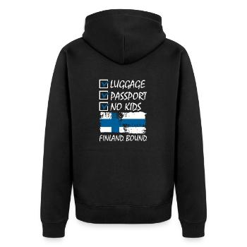 Passeport bagage Pas d’enfants Finlande Bound Vacances - Veste à capuche bio Premium Unisexe - noir - Dos - Nico (187cm)